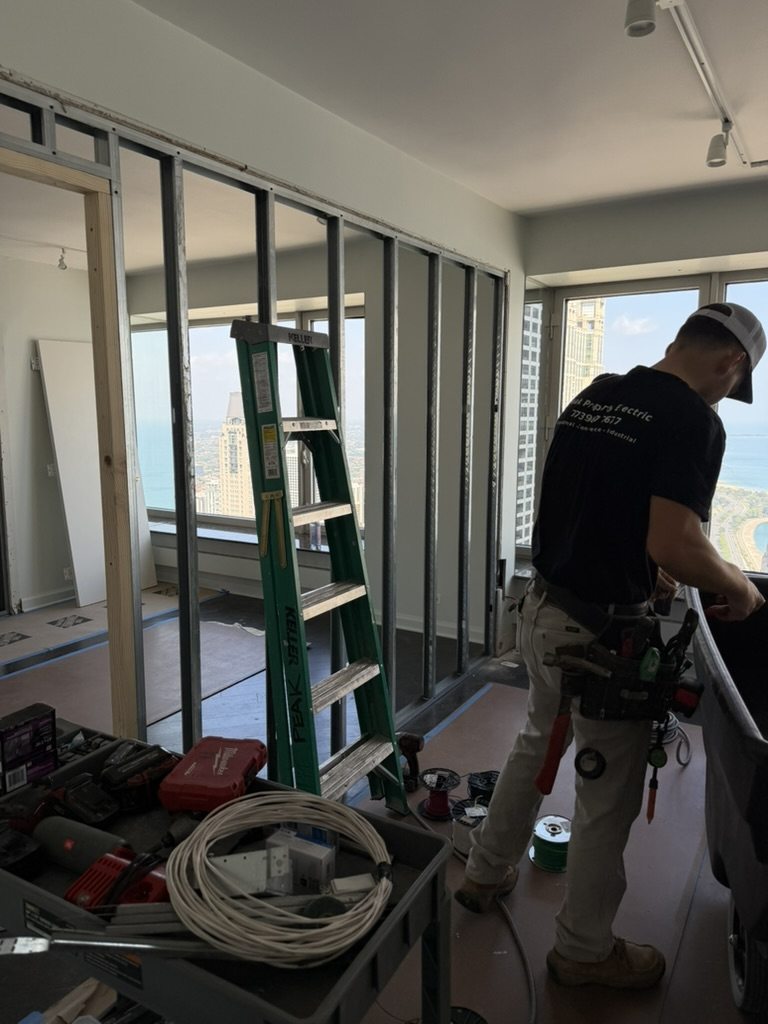 Running circuits in a downtown Chicago high-rise build-out
